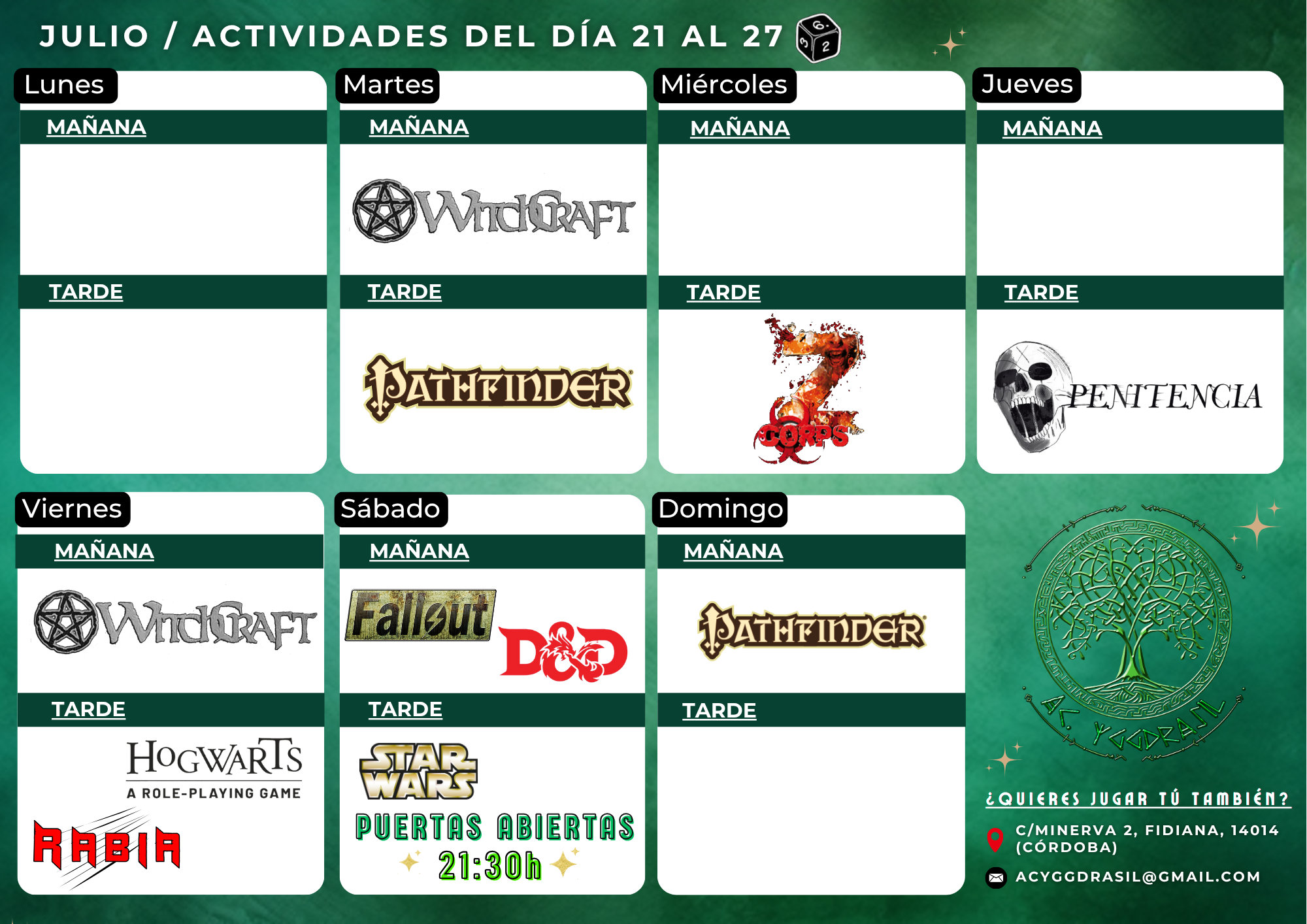 Calendario 21-27 julio